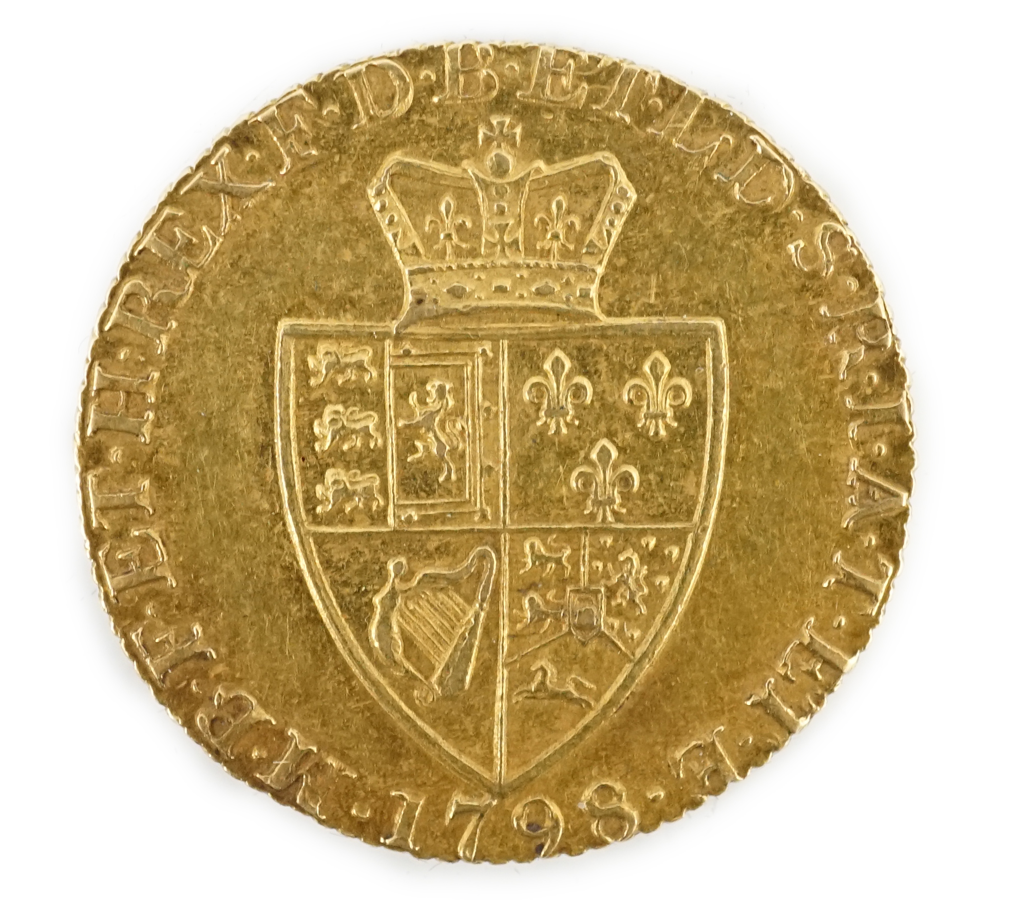 A George III gold spade guinea 1798, GVF/NEF